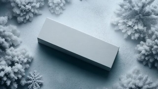 Winter Gift Box Mockup with Snowy Background