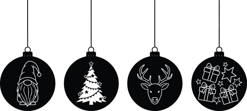 Christmas ornaments vector set holiday decoration xmas tree balls