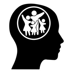Silhouette of Head with Happy Family Inside Brain Concept of Family Values Love and Memory