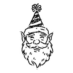 Hand Drawn Santa Claus Face Christmas Icon