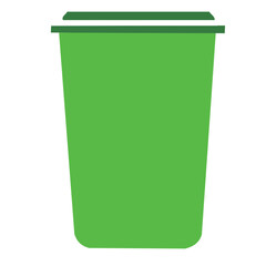green plastic trash can