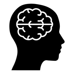 Conceptual Icon Human Head Silhouette Revealing Brain Activity and Cognitive Function