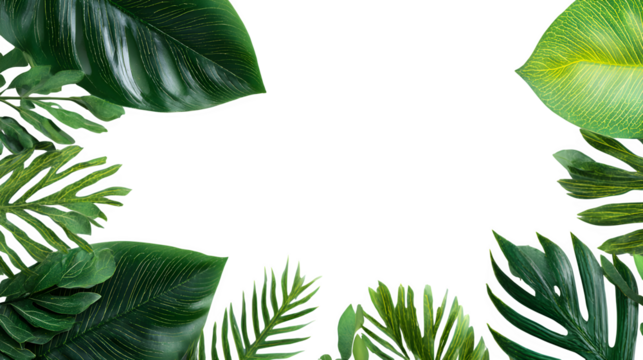 Tropical Leaves Frame, isolated on transparent background