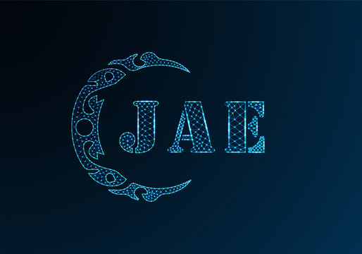 Low poly letter logo JAE design. JAE letter logo low poly vector design on blue color gradient background. JAE logo low poly design
