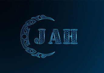 Low poly letter logo JAH design. JAH letter logo low poly vector design on blue color gradient background. JAH logo low poly design