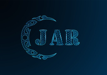 Low poly letter logo JAR design. JAR letter logo low poly vector design on blue color gradient background. JAR logo low poly design