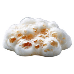 Fluffy soap foam forming soft white bubbles concept. Close-up of frothy beer foam with bubbles on a transparent background.