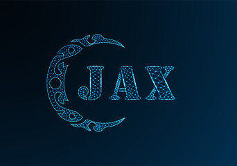Low poly letter logo JAX design. JAX letter logo low poly vector design on blue color gradient background. JAX logo low poly design