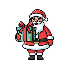 Cheerful Santa Claus with Gift Illustration for Holiday Season