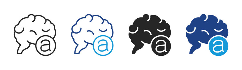 Brain Language icon set multiple style collection