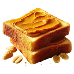 Smooth peanut butter spread on surface concept. Delicious bread slice topped with creamy peanut butter.