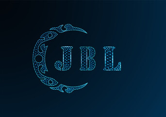 Low poly letter logo JBL design. JBL letter logo low poly vector design on blue color gradient background. JBL logo low poly design