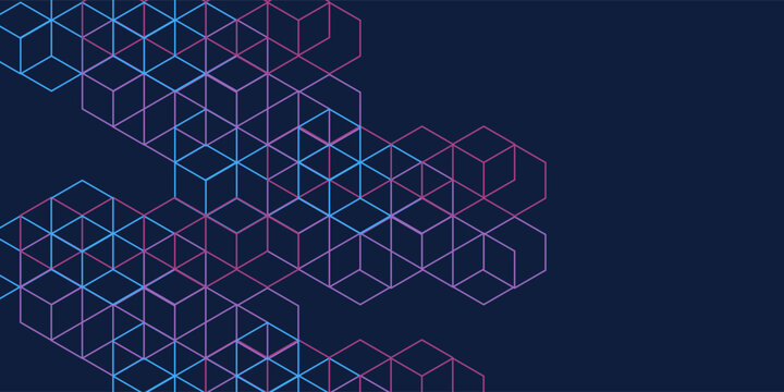 Geometric background with isometric digital blocks. Blockchain concept and modern technology modern abstract