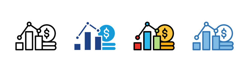 Finance Growth icon set multiple style collection