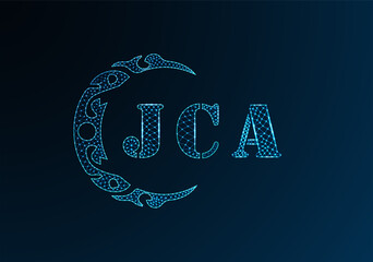 Low poly letter logo JCA design. JCA letter logo low poly vector design on blue color gradient background. JCA logo low poly design