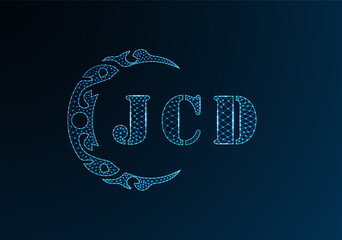 Low poly letter logo JCD design. JCD letter logo low poly vector design on blue color gradient background. JCD logo low poly design