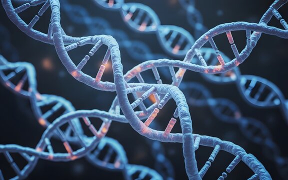 DNA Helix Concept. 3D Render. - Powered by Adobe