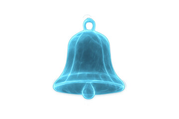 Abstract glowing blue bell visualizing energy, sound, future technology, and communication concept on transparent background