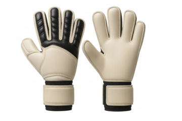 Goalkeeper gloves offering hand protection for soccer and football athletes, essential sporting gear, displayed on a transparent background