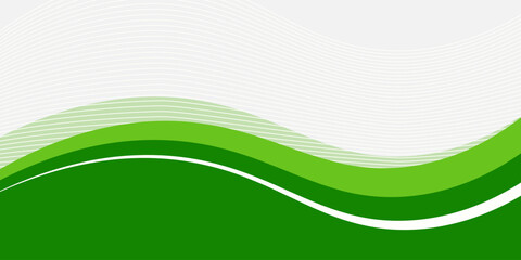 Abstract White and Green wave wide background banner, Vector