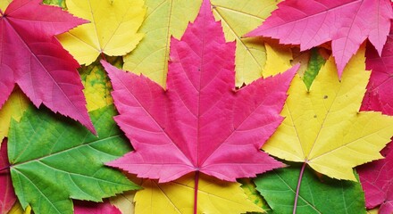 Vibrant Autumn Leaves Creating a Colorful Natural Pattern Background