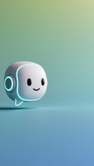 Cute AI Robot Assistant with Glowing Face on Pastel Background