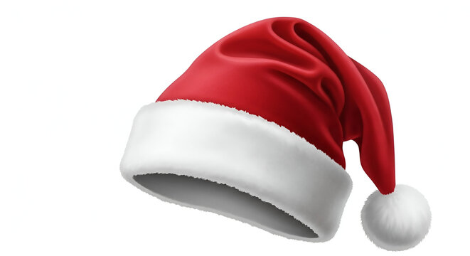 Classic red velvet santa hat with white fur trim realistic 3d rendering isolated on a white background christmas clothing - Powered by Adobe