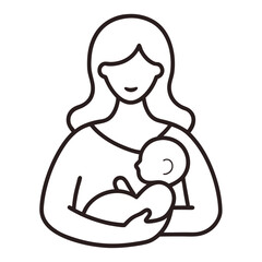 A mother tenderly holding her baby vector on white background.