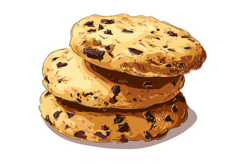 Stack of Freshly Baked Chocolate Chip Cookies Illustration