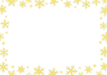 Fototapeta premium Elegant golden snowflakes frame design for festive Christmas cards or winter holiday invites, radiating magical warmth and creating memorable holiday moments, perfect for seasonal greetings