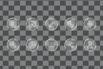 Glassmorphism ui icons set for web and mobile applications.