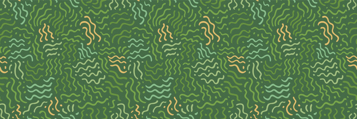 Farm field abstract seamless pattern. Green Tuscany agriculture landscape texture. French vineyard patern. Organic lines patchwork bg. Vector rice paddiy and vineyard background. Eco farmland top view