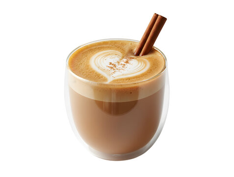Cinnamon stick coffee latte, all by itself on a white background - Powered by Adobe