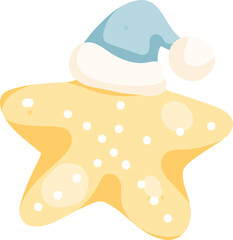 Starfish Cookie Santa Hat Illustration