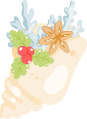 Seashell Coral Christmas Ornament Illustration