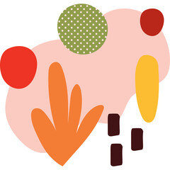 Abstract Organic Shapes And Forms With Soft Pastel Pink Background And Vibrant Accents In A Playful Composition