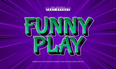 funny play editable cartoon text effect for kids play poster