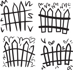 Doodle Fence: Whimsical Boundary Line Art for Garden Decoration Creative Illustration