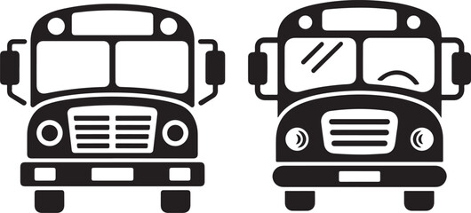 School Bus Icon: Transportation Vehicle for Kids Education Line Art Style Symbol