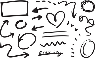 Hand Drawn Arrows and Shapes Sketch Elements for Decoration Projects