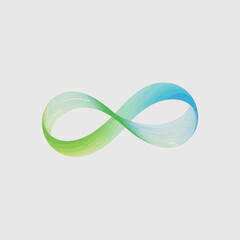 An abstract representation of an infinity symbol using smooth curves and a gradient from blue to green, symbolizing endless possibilities and continuity in design.
