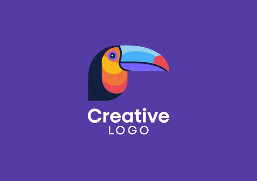 A colorful toucan logo design, ideal for a creative brand representation, showcasing vivid colors and a modern artistic approach for visual identity.