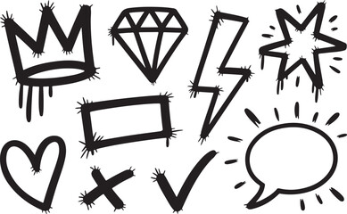 Street Art Inspired Graffiti Icons, Shapes and Graphics for Urban Aesthetic Projects