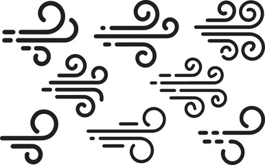 Stylized Wind Flow Elements for Weather Concepts and Nature-Themed Decorations