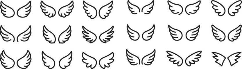 Winged Flight: Feathered Wings Illustration Collection of Drawing Elements