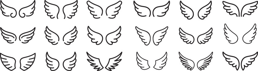 Angel Wings Sketch: Feathered Illustration Collection of Winged Design Elements