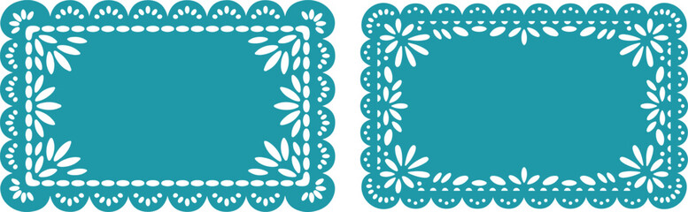 Papel Picado Frame: Intricate Cut Paper Illustration for Cultural Celebrations Decor