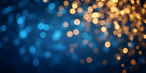Blue and gold Abstract background and bokeh on New Year's Eve