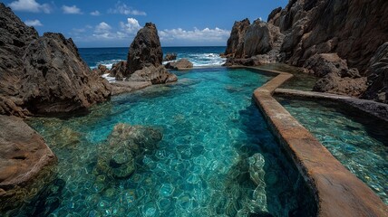 Natural pools with turquoise and blue volcanic water, as well as healing waters