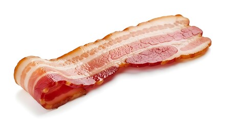 Raw bacon strip isolated on white background